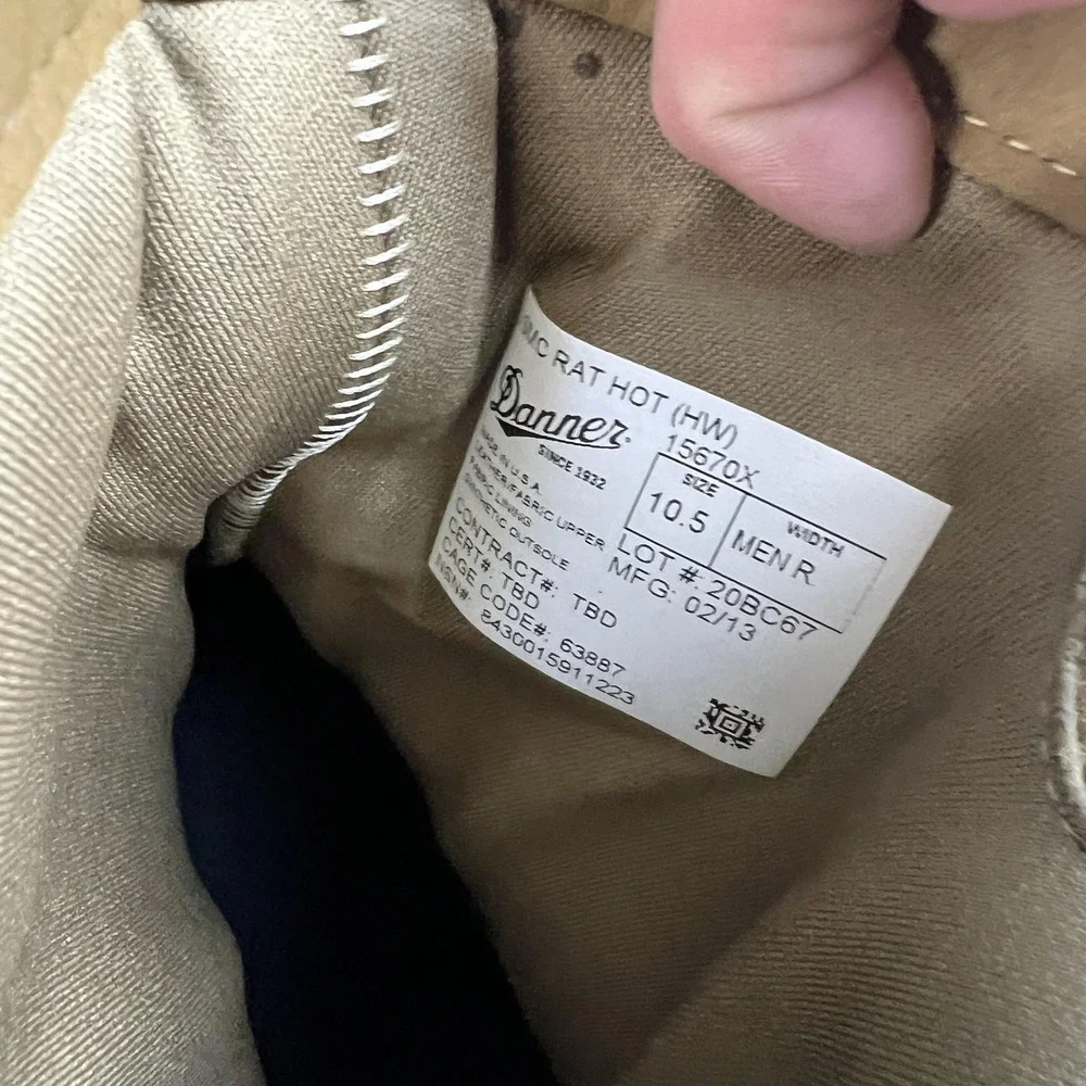 Danner USMC RAT Hot Weather Boots Mens Size 10.5 Coyote Tan Vibram Combat 15670X